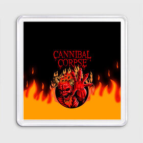 Магнит 55*55 с принтом Cannibal Corpse | Труп Каннибала (Z) в Новосибирске, Пластик | Размер: 65*65 мм; Размер печати: 55*55 мм | Тематика изображения на принте: cannibal | cannibal corpse | corpse | death metal | deathgrind | алекс уэбстер | брутальный дэт метал | дэт метал | дэтграйнд | пол мазуркевич | роб барретт | труп каннибала
