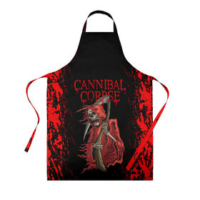 Фартук 3D с принтом Cannibal Corpse | Труп Каннибала (Z) в Новосибирске, 100% полиэстер | общий размер — 65 х 85 см, ширина нагрудника — 26 см, горловина — 53 см, длина завязок — 54 см, общий обхват в поясе — 173 см. Принт на завязках и на горловине наносится с двух сторон, на основной части фартука — только с внешней стороны | cannibal | cannibal corpse | corpse | death metal | deathgrind | алекс уэбстер | брутальный дэт метал | дэт метал | дэтграйнд | пол мазуркевич | роб барретт | труп каннибала