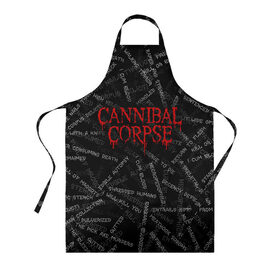 Фартук 3D с принтом Cannibal Corpse | Songs (Z) в Новосибирске, 100% полиэстер | общий размер — 65 х 85 см, ширина нагрудника — 26 см, горловина — 53 см, длина завязок — 54 см, общий обхват в поясе — 173 см. Принт на завязках и на горловине наносится с двух сторон, на основной части фартука — только с внешней стороны | cannibal | cannibal corpse | corpse | death metal | deathgrind | алекс уэбстер | брутальный дэт метал | дэт метал | дэтграйнд | пол мазуркевич | роб барретт | труп каннибала