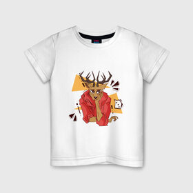 Детская футболка хлопок с принтом Выдающиеся звери Луис в Новосибирске, 100% хлопок | круглый вырез горловины, полуприлегающий силуэт, длина до линии бедер | аниме | волк | выдающиеся | заяц | звери | кролик | легоси | луис | олень | сезон | хару