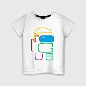 Детская футболка хлопок с принтом AMONG US COLOR TYPE | в Новосибирске, 100% хлопок | круглый вырез горловины, полуприлегающий силуэт, длина до линии бедер | among us | амонг ас | игроман | игры | прикол