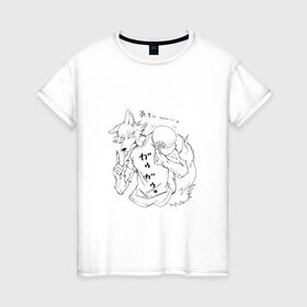 Женская футболка хлопок с принтом Выдающиеся звери Легоси в Новосибирске, 100% хлопок | прямой крой, круглый вырез горловины, длина до линии бедер, слегка спущенное плечо | аниме | волк | выдающиеся | заяц | звери | кролик | легоси | луис | олень | сезон | хару