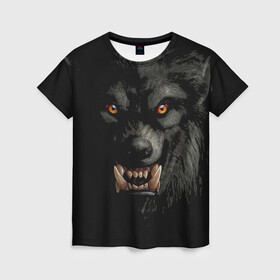 Женская футболка 3D с принтом Оборотень | Werewolf в Новосибирске, 100% полиэфир ( синтетическое хлопкоподобное полотно) | прямой крой, круглый вырез горловины, длина до линии бедер | werewolf | волк | зверь | зло | мистика | монстр | оборотень | полнолуние | ужасы