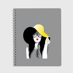 Тетрадь с принтом Fashion в Новосибирске, 100% бумага | 48 листов, плотность листов — 60 г/м2, плотность картонной обложки — 250 г/м2. Листы скреплены сбоку удобной пружинной спиралью. Уголки страниц и обложки скругленные. Цвет линий — светло-серый
 | женщина | красота | мода | шляпа