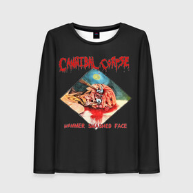 Женский лонгслив 3D с принтом Cannibal Corpse в Новосибирске, 100% полиэстер | длинные рукава, круглый вырез горловины, полуприлегающий силуэт | at | back | bleeding | bloodthirst | butchered | cannibal | corpse | eaten | evisceration | gallery | gore | kill | kreaton | life | mutilated | obsessed | of | slayer | sodom | spawn | suicide | the | to | tomb | unimagined | vile | vi