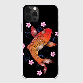 Чехол для iPhone 12 Pro Max с принтом Карп Кои с Цветами в Новосибирске, Силикон |  | fish | japan | koi | животные | иероглифы | карпы | кои | рыбы | цветы | япония