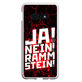 Чехол для Samsung S10E с принтом RAMMSTEIN в Новосибирске, Силикон | Область печати: задняя сторона чехла, без боковых панелей | Тематика изображения на принте: du hast | mein herz brennt | music. | ohne dich | rammstein | rock | till lindemann | музыка | рамштайн | рок | тилль линдеманн