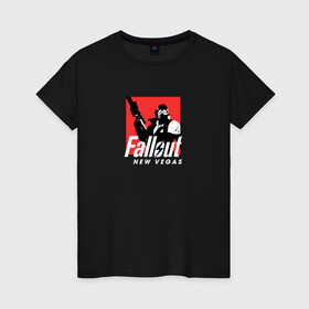 Женская футболка хлопок с принтом Fallout New Vegas в Новосибирске, 100% хлопок | прямой крой, круглый вырез горловины, длина до линии бедер, слегка спущенное плечо | fallout new vegas | игра | персонаж | фаллаут | фоллаут