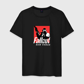 Мужская футболка хлопок с принтом Fallout New Vegas в Новосибирске, 100% хлопок | прямой крой, круглый вырез горловины, длина до линии бедер, слегка спущенное плечо. | fallout new vegas | игра | персонаж | фаллаут | фоллаут