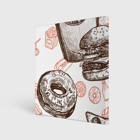 Холст квадратный с принтом Вкусности в Новосибирске, 100% ПВХ |  | Тематика изображения на принте: бургер | вкусности | еда | пончик | попкорн | фастфуд | хот дог