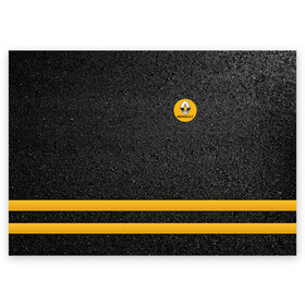 Поздравительная открытка с принтом Renault Passion for life в Новосибирске, 100% бумага | плотность бумаги 280 г/м2, матовая, на обратной стороне линовка и место для марки
 | line | renault | reno | yellow | дорога | желтая | лайв | лайн | лайф | линия | пассион | полоса | разметка | рено | фор