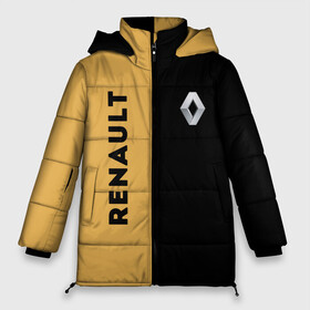 Женская зимняя куртка Oversize с принтом Renault Passion for life в Новосибирске, верх — 100% полиэстер; подкладка — 100% полиэстер; утеплитель — 100% полиэстер | длина ниже бедра, силуэт Оверсайз. Есть воротник-стойка, отстегивающийся капюшон и ветрозащитная планка. 

Боковые карманы с листочкой на кнопках и внутренний карман на молнии | Тематика изображения на принте: line | renault | reno | yellow | дорога | желтая | лайв | лайн | лайф | линия | пассион | полоса | разметка | рено | фор