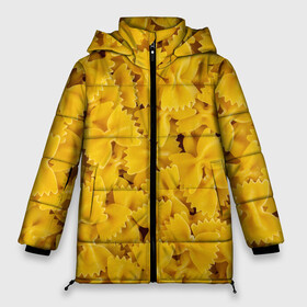 Женская зимняя куртка Oversize с принтом Макароны бабочки в Новосибирске, верх — 100% полиэстер; подкладка — 100% полиэстер; утеплитель — 100% полиэстер | длина ниже бедра, силуэт Оверсайз. Есть воротник-стойка, отстегивающийся капюшон и ветрозащитная планка. 

Боковые карманы с листочкой на кнопках и внутренний карман на молнии | butterflies | dish | food | italy | noodles | pasta | side dish | бабочки | блюдо | гарнир | еда | италия | лапша | макароны | паста