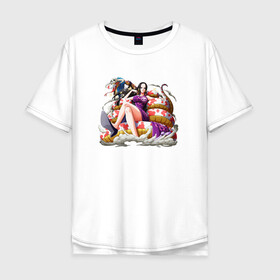 Мужская футболка хлопок Oversize с принтом Боа Хэнкок в Новосибирске, 100% хлопок | свободный крой, круглый ворот, “спинка” длиннее передней части | anime | boa hancock | kawaii | manga | one piece | waifu | аниме | боа хэнкок | вайфу | кавай | манга