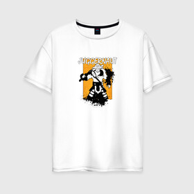 Женская футболка хлопок Oversize с принтом Dota 2 - Джаггернаут в Новосибирске, 100% хлопок | свободный крой, круглый ворот, спущенный рукав, длина до линии бедер
 | Тематика изображения на принте: dota 2 | брызги | войн | джаггернаут | дота 2 | краска | персонаж | рыцарь