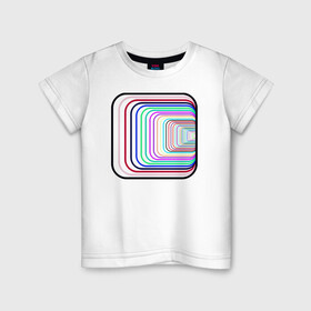 Детская футболка хлопок с принтом Иллюзия (Квадрат) в Новосибирске, 100% хлопок | круглый вырез горловины, полуприлегающий силуэт, длина до линии бедер | диско | зрение | иллюзии | квадрат | куб | обман | полосы | радуга | узор | шар | шахматы