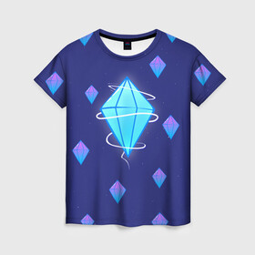 Женская футболка 3D с принтом Алмаз в Новосибирске, 100% полиэфир ( синтетическое хлопкоподобное полотно) | прямой крой, круглый вырез горловины, длина до линии бедер | алмаз | алмазы | звёзды | небо | свечение