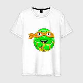 Мужская футболка хлопок с принтом Микеланджело с пиццей в Новосибирске, 100% хлопок | прямой крой, круглый вырез горловины, длина до линии бедер, слегка спущенное плечо. | donatello | leonardo | michelangelo | ninja | pizza | raphael | turtles | донателло | животные | карате | комикс | комиксы | леонардо | микеланджело | мультфильм | мутант | мутанты | ниндзя | пицца | рафаэль | сплинтер | супергерой