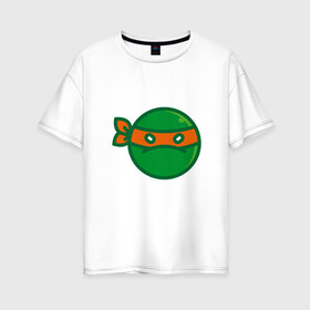 Женская футболка хлопок Oversize с принтом Michelangelo в Новосибирске, 100% хлопок | свободный крой, круглый ворот, спущенный рукав, длина до линии бедер
 | donatello | leonardo | michelangelo | ninja | pizza | raphael | turtles | донателло | животные | карате | комикс | комиксы | леонардо | микеланджело | мультфильм | мутант | мутанты | ниндзя | пицца | рафаэль | сплинтер | супергерой