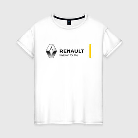 Женская футболка хлопок с принтом RENAULT в Новосибирске, 100% хлопок | прямой крой, круглый вырез горловины, длина до линии бедер, слегка спущенное плечо | auto | france | life | logan | megane | renault | sandero | автомобиль | водителям | логан | логотип | машина | рено | сандеро | франция