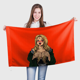 Флаг 3D с принтом Ahegao Цунаде в Новосибирске, 100% полиэстер | плотность ткани — 95 г/м2, размер — 67 х 109 см. Принт наносится с одной стороны | ahegao | anime | anime girl | ахегао | девушка | охегао | семпай | цунаде | цунадэ
