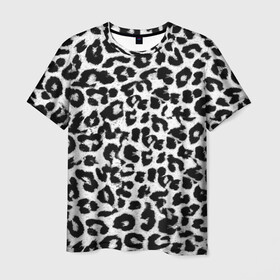 Мужская футболка 3D с принтом Снежный Барс в Новосибирске, 100% полиэфир | прямой крой, круглый вырез горловины, длина до линии бедер | Тематика изображения на принте: cheetah | leopard | wool | барс | леопард