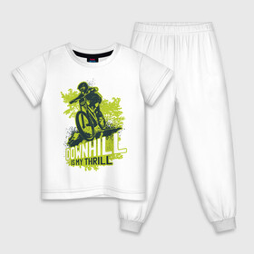 Детская пижама хлопок с принтом Downhill в Новосибирске, 100% хлопок |  брюки и футболка прямого кроя, без карманов, на брюках мягкая резинка на поясе и по низу штанин
 | art | bicycle | cyclist | downhill | extreme | sport | арт | велосипед | велосипедист | спорт | экстрим
