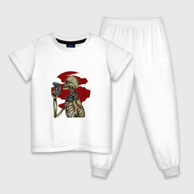 Детская пижама хлопок с принтом GAMING 4EVER в Новосибирске, 100% хлопок |  брюки и футболка прямого кроя, без карманов, на брюках мягкая резинка на поясе и по низу штанин
 | game | джостик | игры | контролер | кости | луна | наушники | облака | скелет | уши | череп