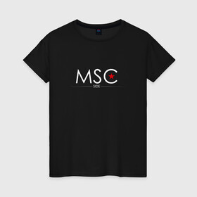 Женская футболка хлопок с принтом MSCside collection | MSC (2021) в Новосибирске, 100% хлопок | прямой крой, круглый вырез горловины, длина до линии бедер, слегка спущенное плечо | 0x000000123 | moscow | moscow side | mscside | москва