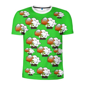 Мужская футболка 3D спортивная с принтом Овцы в Новосибирске, 100% полиэстер с улучшенными характеристиками | приталенный силуэт, круглая горловина, широкие плечи, сужается к линии бедра | баран | животные | картинки | овечка | овца | рисунки