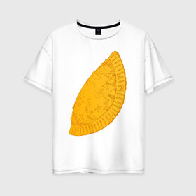 Женская футболка хлопок Oversize с принтом Сочный чебурек в Новосибирске, 100% хлопок | свободный крой, круглый ворот, спущенный рукав, длина до линии бедер
 | бабрбук | байкал
