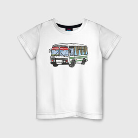 Детская футболка хлопок с принтом Пазик в Новосибирске, 100% хлопок | круглый вырез горловины, полуприлегающий силуэт, длина до линии бедер | бабрбук | иркутск | ново ленино