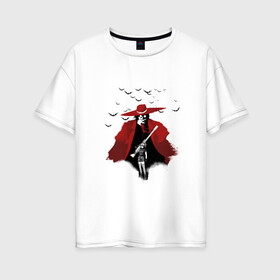 Женская футболка хлопок Oversize с принтом Hellsing bats в Новосибирске, 100% хлопок | свободный крой, круглый ворот, спущенный рукав, длина до линии бедер
 | вампир | винтовка | девушка | летучие мыши