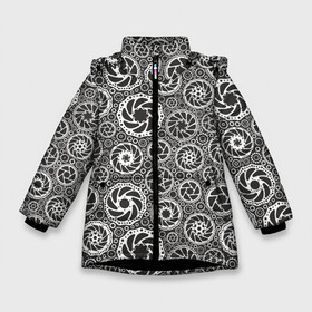 Зимняя куртка для девочек 3D с принтом Детали Велосипеда в Новосибирске, ткань верха — 100% полиэстер; подклад — 100% полиэстер, утеплитель — 100% полиэстер. | длина ниже бедра, удлиненная спинка, воротник стойка и отстегивающийся капюшон. Есть боковые карманы с листочкой на кнопках, утяжки по низу изделия и внутренний карман на молнии. 

Предусмотрены светоотражающий принт на спинке, радужный светоотражающий элемент на пуллере молнии и на резинке для утяжки. | biker | bmx | extreme | motocros | motox | mx | racing | speed | байкер | велик | велокросс | велосипед | велосипедный спорт | велоспорт | гонки | горный велоспорт | железный конь | кросс | мотоспорт | скорость