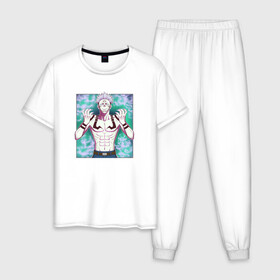 Мужская пижама хлопок с принтом МАГИЧЕСКАЯ БИТВА | SUKUNA в Новосибирске, 100% хлопок | брюки и футболка прямого кроя, без карманов, на брюках мягкая резинка на поясе и по низу штанин
 | anime | japan | japanese | jujutsu | jujutsu kaisen | kaisen | sukuna | аниме | двуликий призрак | иероглифы | инумаки | итадори | итадори юдзи | магическая битва | нобара | панда | рёмен | рёмен сукуна | сатору | сукуна | юдзи