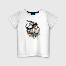 Детская футболка хлопок с принтом Tom & Jerry в Новосибирске, 100% хлопок | круглый вырез горловины, полуприлегающий силуэт, длина до линии бедер | tom  jerry | tom and jerry | vdzabma | джерри | том | том  джерри | том и джерри
