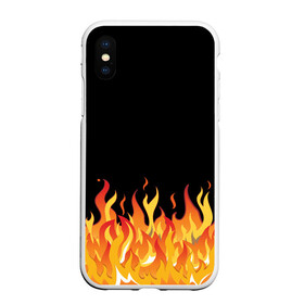 Чехол для iPhone XS Max матовый с принтом ОГОНЬ И НИЧЕГО ЛИШНЕГО в Новосибирске, Силикон | Область печати: задняя сторона чехла, без боковых панелей | blaze | cs go | csgo | блазе | блейз | вектор | кс го | ксго | на черном фоне | нечего лишнего | огонь | пламя | языки пламени