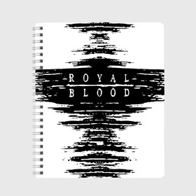 Тетрадь с принтом royal blood в Новосибирске, 100% бумага | 48 листов, плотность листов — 60 г/м2, плотность картонной обложки — 250 г/м2. Листы скреплены сбоку удобной пружинной спиралью. Уголки страниц и обложки скругленные. Цвет линий — светло-серый
 | alternative rock | ben thatcher | blues rock | drums | garage rock | mike kerr | official music vi | official video | rock duo | royal blod | royal blood | royal blood official | royal blood uk | royal bloods | royalblood | the royal blood