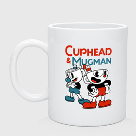 Кружка керамическая с принтом Cuphead & Mugman в Новосибирске, керамика | объем — 330 мл, диаметр — 80 мм. Принт наносится на бока кружки, можно сделать два разных изображения | cuphead | cuphead  mugman | dont deal with the devil | mugman | игры | капхед | магмен | чашеголовый