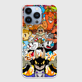 Чехол для iPhone 13 Pro с принтом CUPHEAD в Новосибирске,  |  | Тематика изображения на принте: cuphead | cuphead  mugman | dont deal with the devil | mugman | все персонажи | игры | капхед | магмен | чашеголовый