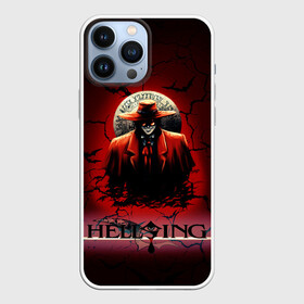 Чехол для iPhone 13 Pro Max с принтом HELLSING в Новосибирске,  |  | bats | cracked | hellsing film | hellsing lettering | hellsing print | helsing | red | van hellsing | ван хельсинг | красный | летучие мыши | надпись хельсинг | принт хельсинг | трещены | фильм хельсинг | хельсинг