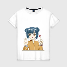 Женская футболка хлопок с принтом Cute girl в Новосибирске, 100% хлопок | прямой крой, круглый вырез горловины, длина до линии бедер, слегка спущенное плечо | anime | cute | girl | аниме | арт | девушка | манга | рисунок | сердечко