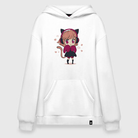 Худи SuperOversize хлопок с принтом Little kawaii anime girl в Новосибирске, 70% хлопок, 30% полиэстер, мягкий начес внутри | карман-кенгуру, эластичная резинка на манжетах и по нижней кромке, двухслойный капюшон
 | anime | cute | girl | аниме | арт | девочка | девушка | манга | рисунок | уши