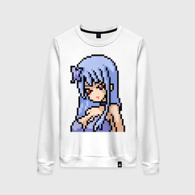 Женский свитшот хлопок с принтом Pixel art anime girl в Новосибирске, 100% хлопок | прямой крой, круглый вырез, на манжетах и по низу широкая трикотажная резинка  | anime | art | girl | manga | pixel | аниме | арт | девушка | манга | пиксель