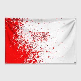 Флаг-баннер с принтом cannibal corpse в Новосибирске, 100% полиэстер | размер 67 х 109 см, плотность ткани — 95 г/м2; по краям флага есть четыре люверса для крепления | cannibal | cannibal corpse | cannibal corpse butchered at birth | cannibal corpse eaten back to life | cannibal corpse hammer smashed face | corpse | death metal | металл | пластинки с металлическим лезвием | рок | труп каннибала