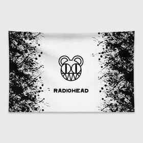 Флаг-баннер с принтом radiohead в Новосибирске, 100% полиэстер | размер 67 х 109 см, плотность ткани — 95 г/м2; по краям флага есть четыре люверса для крепления | colin greenwood | dead air space | ed o’brien | eob | greenwood brothers | jnny | jonny and thom | jonny greenwood | nigel godrich | phil selway | radio head | radiohead | selway | thm yrk | tom yorke | xl | xl recordings | джонни гринвуд | колин гринвуд 