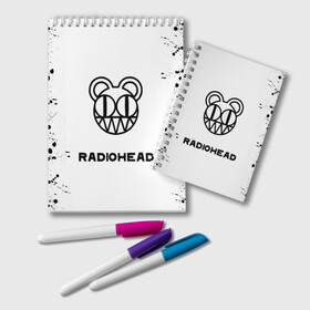 Блокнот с принтом radiohead в Новосибирске, 100% бумага | 48 листов, плотность листов — 60 г/м2, плотность картонной обложки — 250 г/м2. Листы скреплены удобной пружинной спиралью. Цвет линий — светло-серый
 | Тематика изображения на принте: colin greenwood | dead air space | ed o’brien | eob | greenwood brothers | jnny | jonny and thom | jonny greenwood | nigel godrich | phil selway | radio head | radiohead | selway | thm yrk | tom yorke | xl | xl recordings | джонни гринвуд | колин гринвуд 