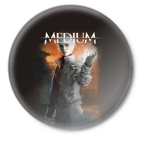 Значок с принтом The Medium в Новосибирске,  металл | круглая форма, металлическая застежка в виде булавки | horror | medium | the medium | марианна | медиум