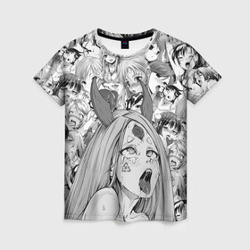 Женская футболка 3D с принтом KAGUYA AHEGAO чернобелое в Новосибирске, 100% полиэфир ( синтетическое хлопкоподобное полотно) | прямой крой, круглый вырез горловины, длина до линии бедер | ahegao | japanese anime | kaguya | kawai | kowai | oppai | otaku | senpai | sugoi | waifu | yandere | ахегао | кагуя | ковай | отаку | семпай | сенпай | сэмпай | яндере | японская анимация
