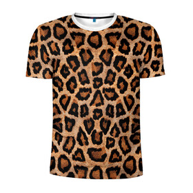 Мужская футболка 3D спортивная с принтом Шкура Леопарда в Новосибирске, 100% полиэстер с улучшенными характеристиками | приталенный силуэт, круглая горловина, широкие плечи, сужается к линии бедра | Тематика изображения на принте: leopard | skin | wool | кожа | леопард